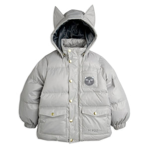 Mini Rodini - Geri Dönüştürülmüş Elyaf Kulaklı Şişme Mont | Gri