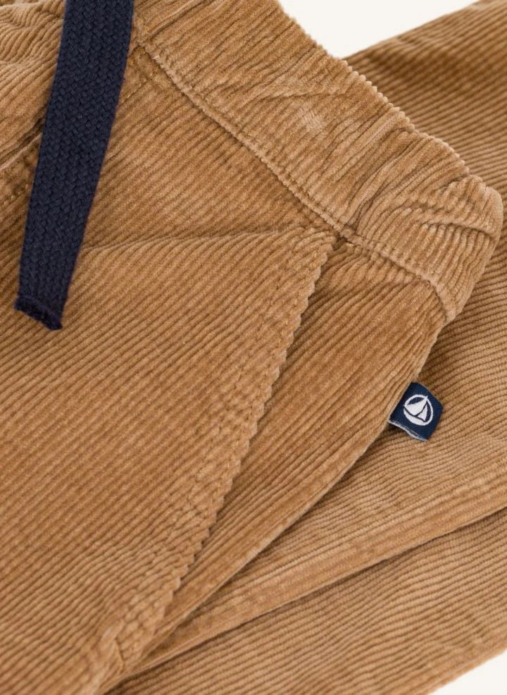 Petit Bateau - بنطال مستقيم الساق من القطن العضوي المخملي | Camel