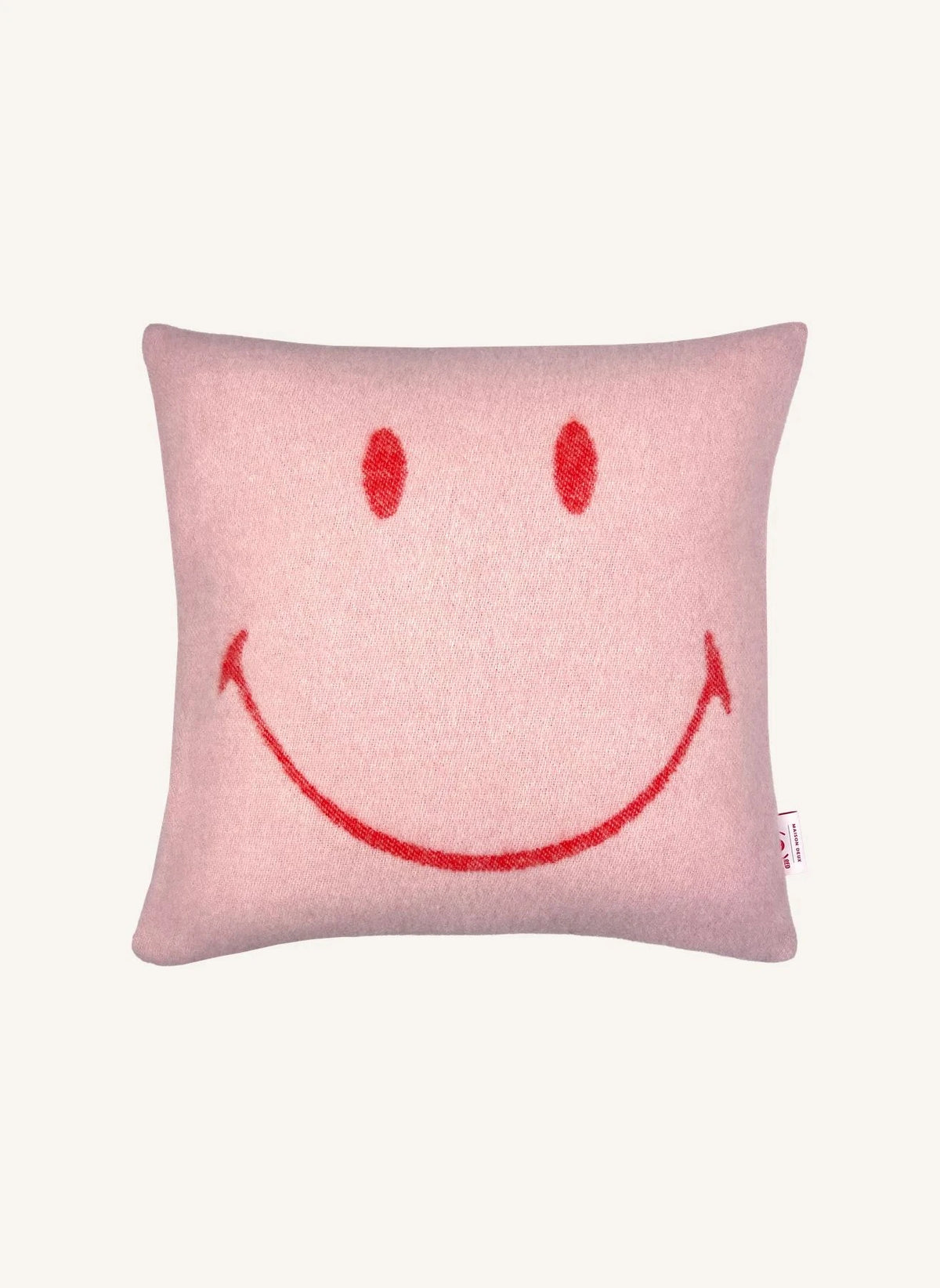 Maison Deux - غطاء وسادة من الصوف - Maison Deux x Smiley | وردي باهت
