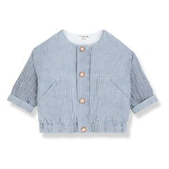 1+ in the family - Algaida Çizgili Denim Ceket Organik Pamuk | Açık Mavi