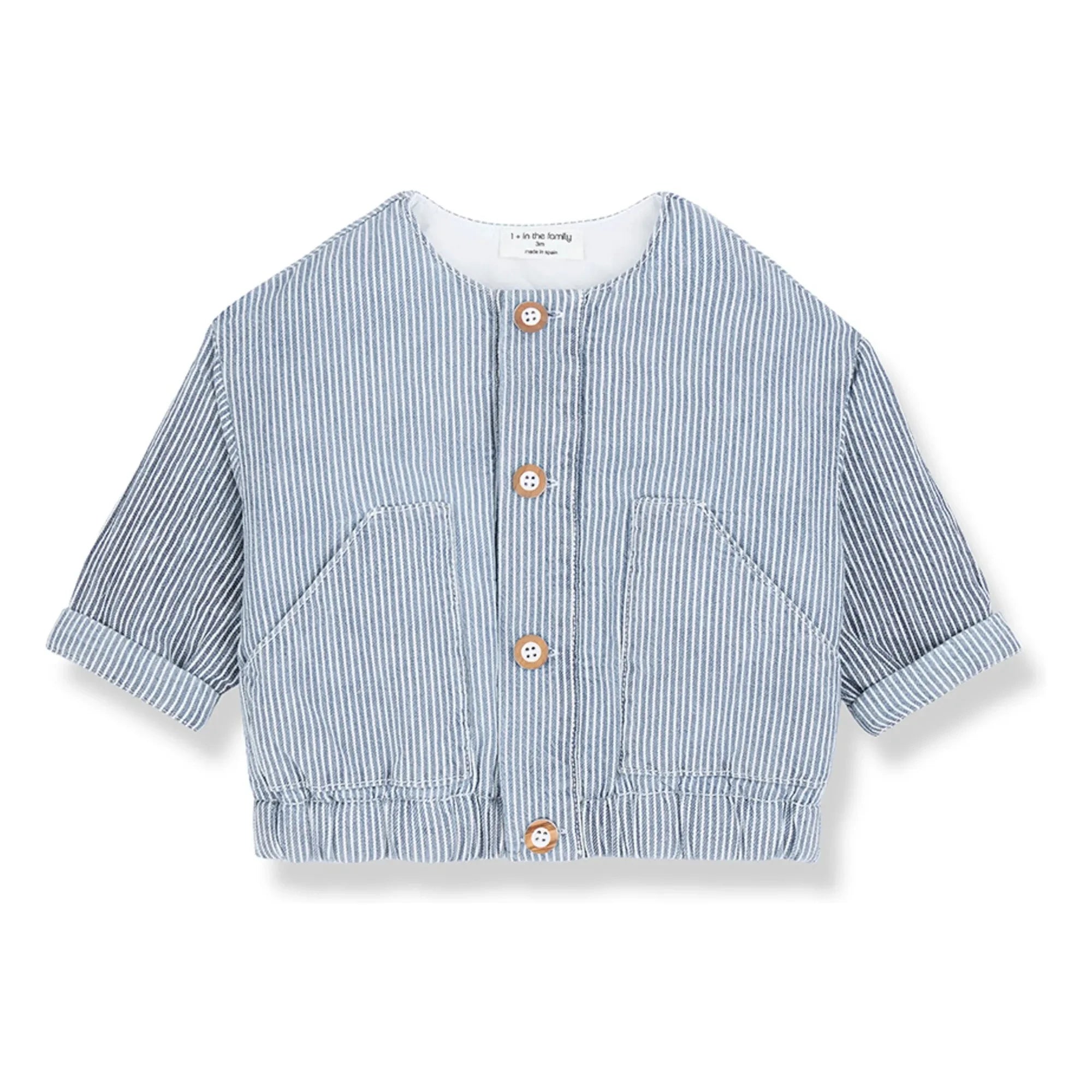 1+ in the family - Algaida Çizgili Denim Ceket Organik Pamuk | Açık Mavi
