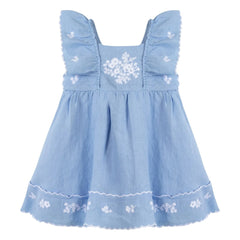 Tartine et Chocolat - İşlemeli Feston Elbise | Azure blue