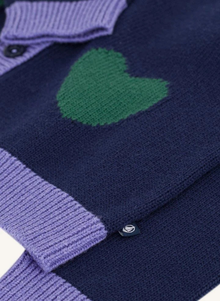 Petit Bateau - Wool Hearts كارديغان | كحلي