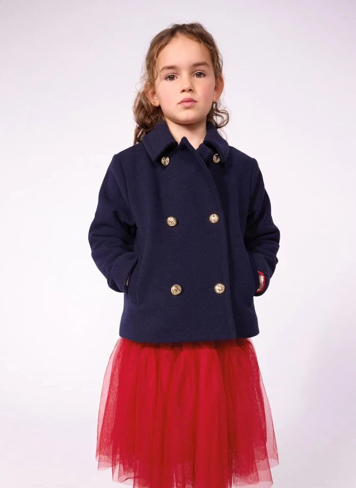 Petit Bateau - معطف بيكيوت صوفي | كحلي