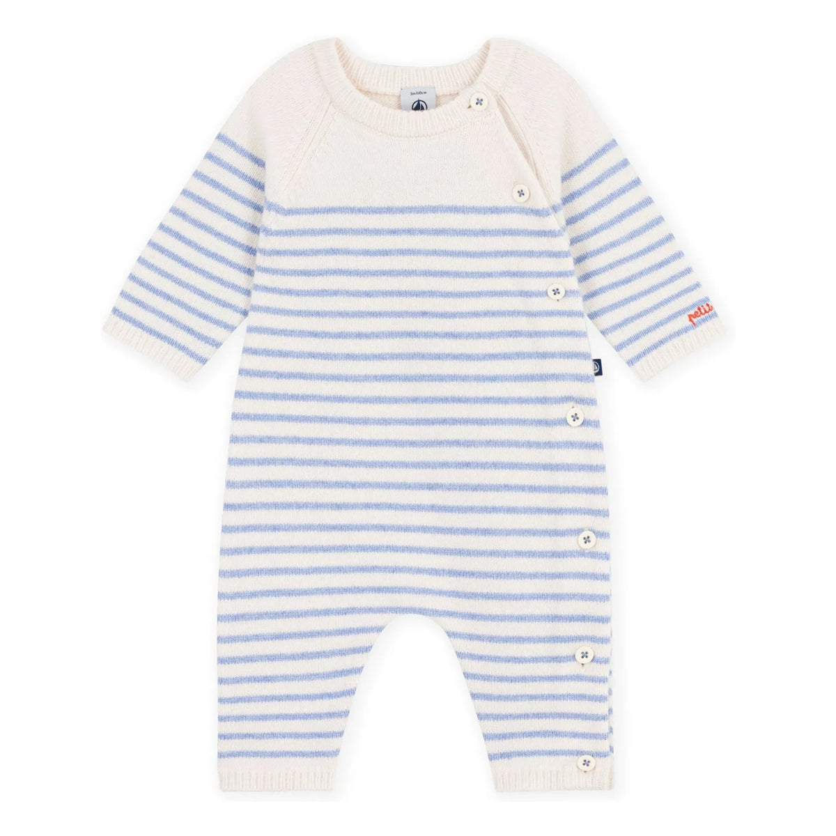 Petit Bateau - جمبسوت صوفي مخطط | Ecru
