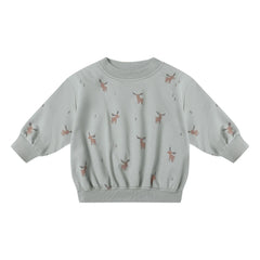 Quincy Mae - Elans organik pamuk sweatshirt | Gri mavi