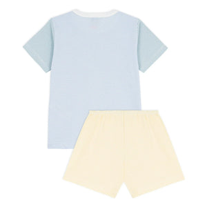 Petit Bateau - Milleraies Renk Bloklu Çizgili Pijama Şortu | Mavi