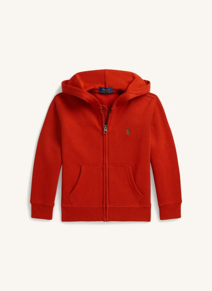 Ralph Lauren - سويت شيرت بسحّاب بشعار | برتقالي