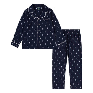 Ralph Lauren - Monogramlı Gömlek ve Pantolon Pijama Takımı | Lacivert