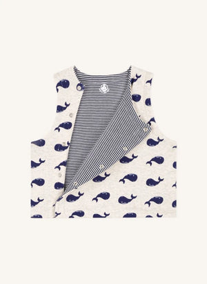 Petit Bateau - Whales Organik Pamuk Kolsuz Atlet | Heather bej