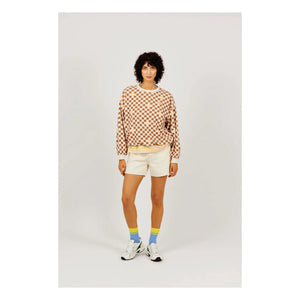 a.p - Organik Pamuk Damier Havlu Sweatshirt | Kahverengi