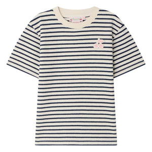Bonpoint - Çizgili Lila T-shirt | Ekru