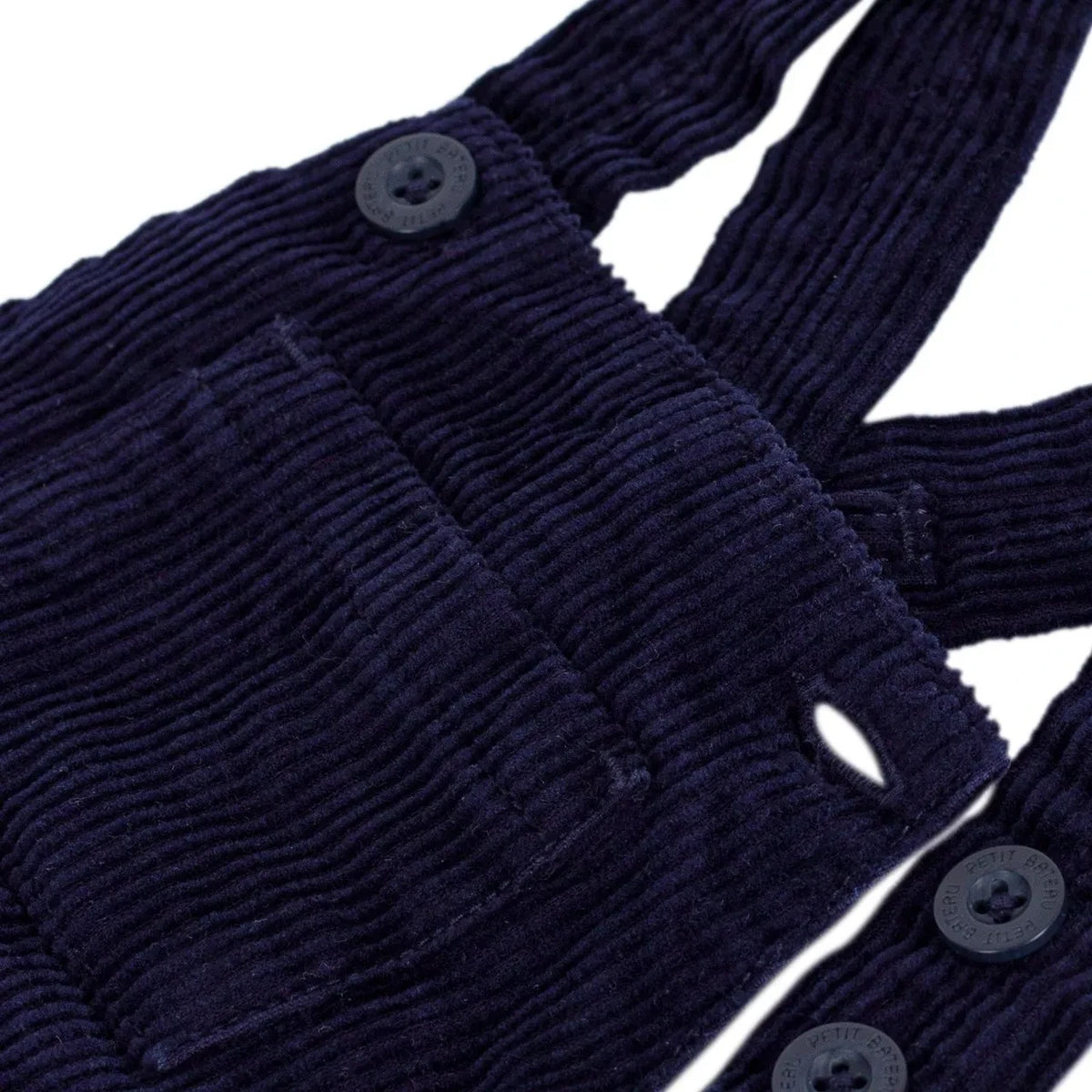 Petit Bateau - Düz Kadife Organik Pamuk Salopet | Gece mavisi
