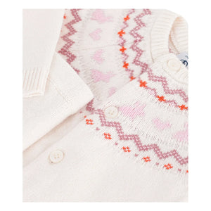 Petit Bateau - Yün Jakarlı Hırka ve Pantolon Takımı | Pembe