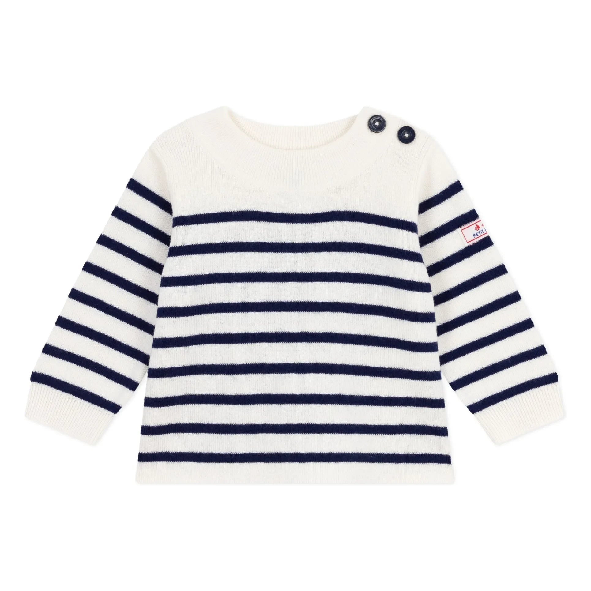 Petit Bateau - Marinière Logo Yün Kazak | Beyaz