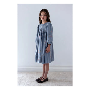 petite Amalie - Çiçek Nakışlı Elbise | Açık mavi