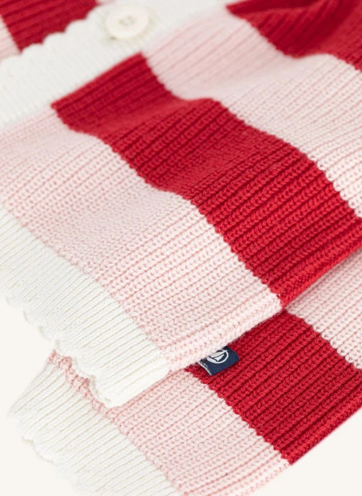 Petit Bateau - سترة صوفية مخططة | وردي