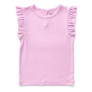 Soor Ploom - Pointelle Fırfırlı organik pamuklu T-shirt | Pembe