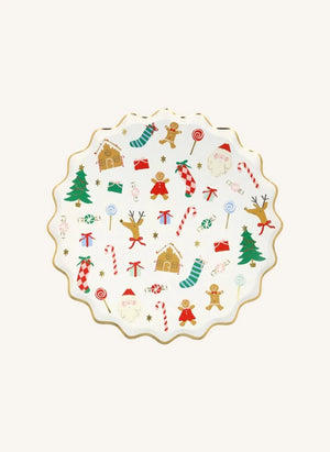 Meri Meri - أطباق كبيرة بتصميم Joli Noël - مجموعة من 8 قطع