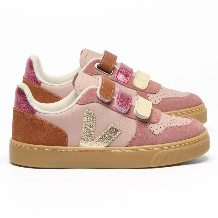 Veja - Scratch Sneakers صغير V-10 جلد | وردي بودري