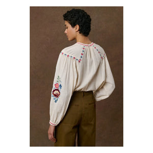 Louise Misha - Izzy Organik Pamuk Bluz | Krem
