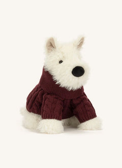 Jellycat - Munro Scottie كلب "سويتر شتوي" دمية محشوة