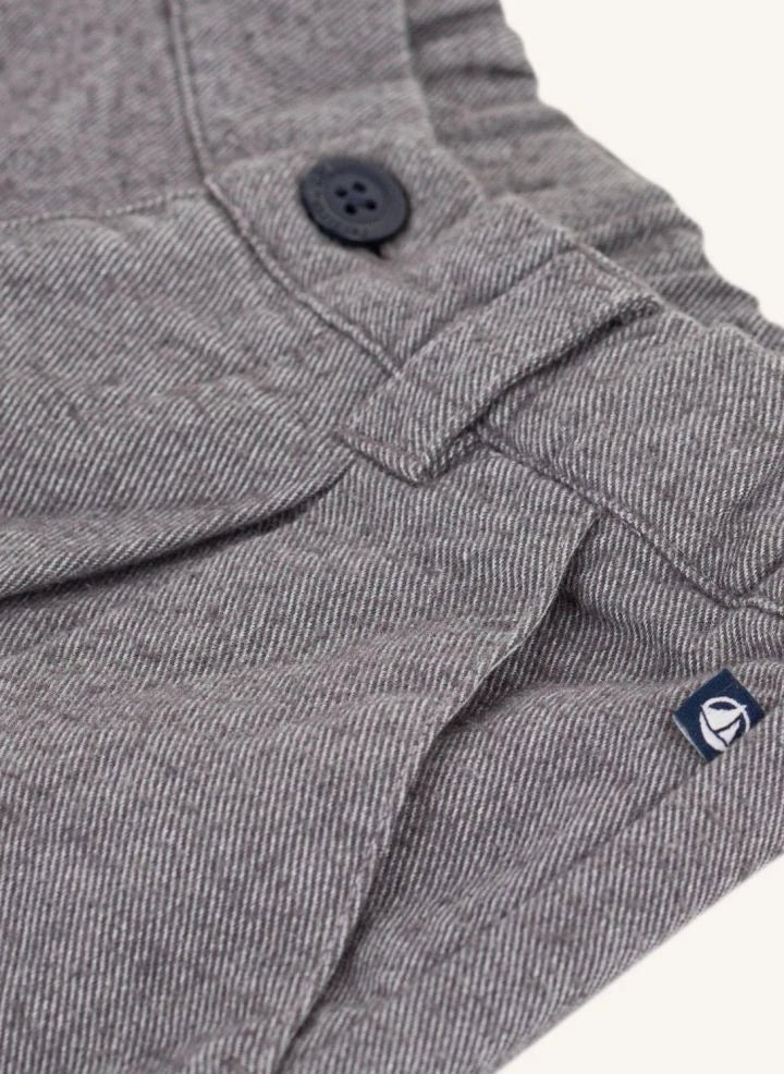 Petit Bateau - بنطال قطن عضوي سادة | Heather Grey