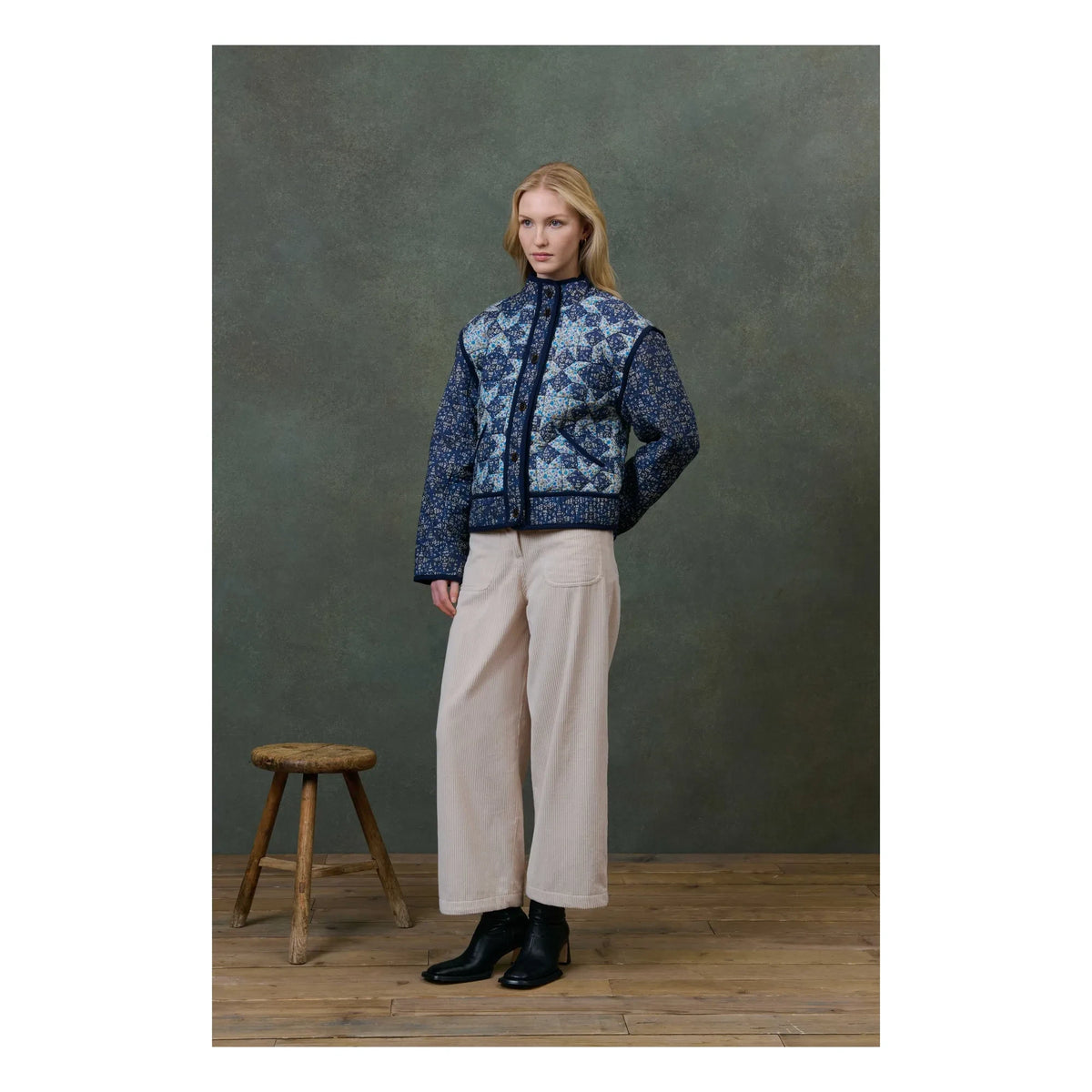 Louise Misha - Omotayo Midnight Star Patchwork Organik Pamuk Ceket - Kadın Koleksiyonu | Mavi