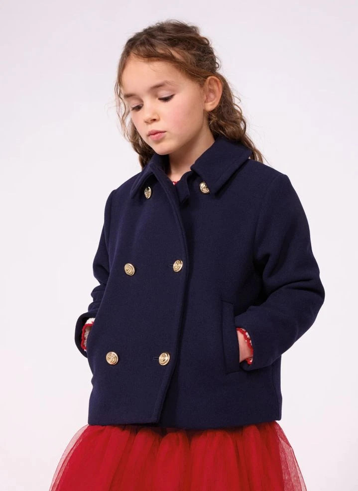 Petit Bateau - معطف بيكيوت صوفي | كحلي