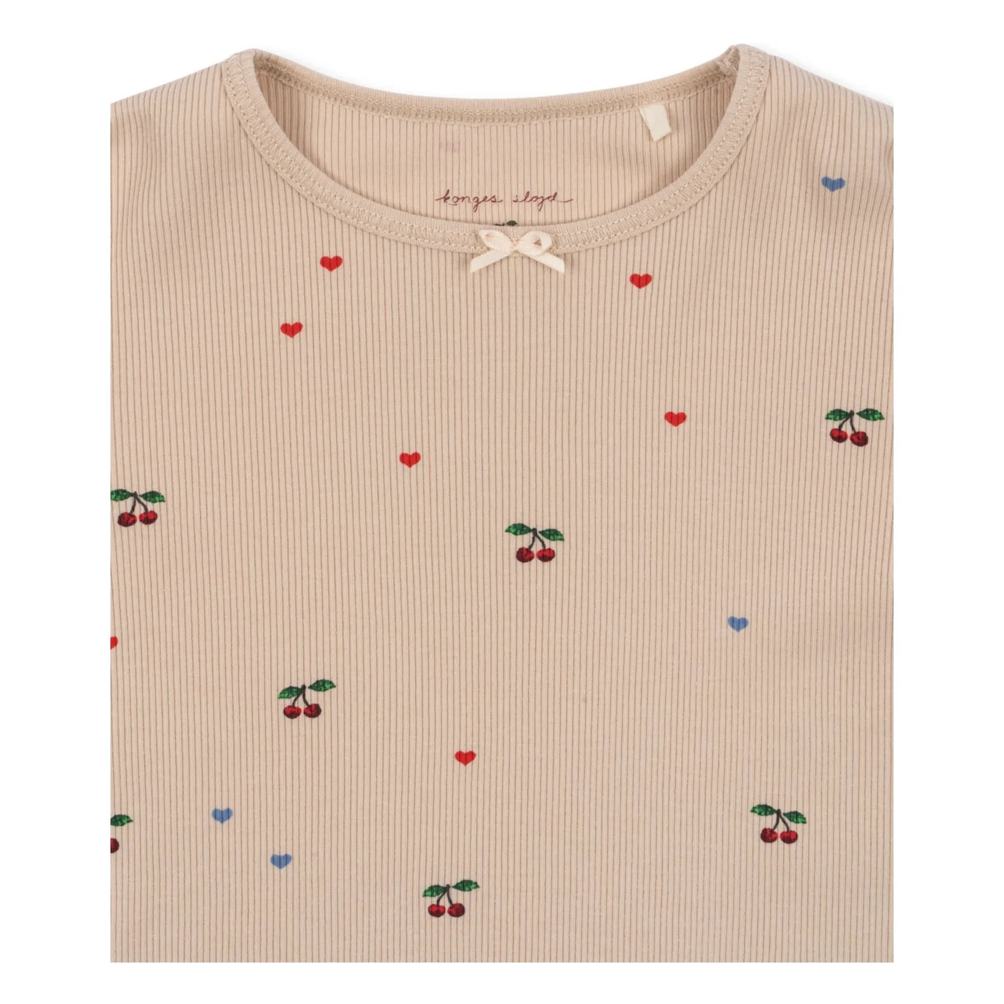 Konges Sløjd - Ella Cerises organik pamuklu fitilli T-shirt | Toz Pembe