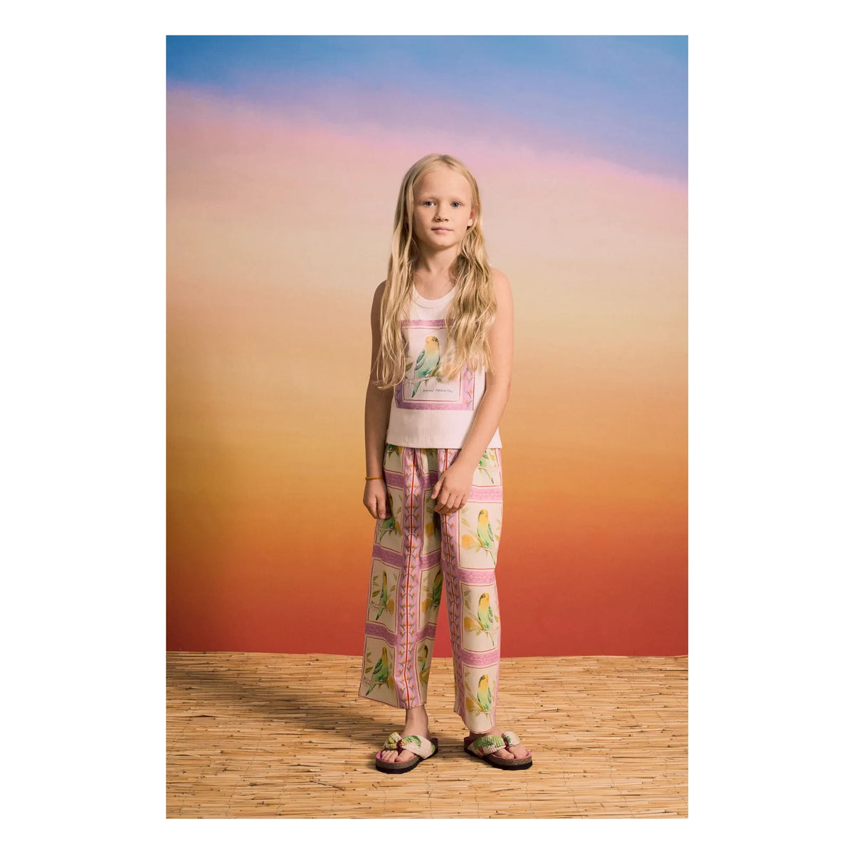 Maison Mangostan - Birds Patchwork Pantolon | Pembe