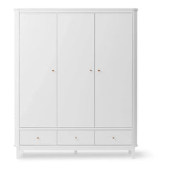 Oliver Furniture - 3 Kapılı Huş Gardırop 204 x 168 cm | Beyaz