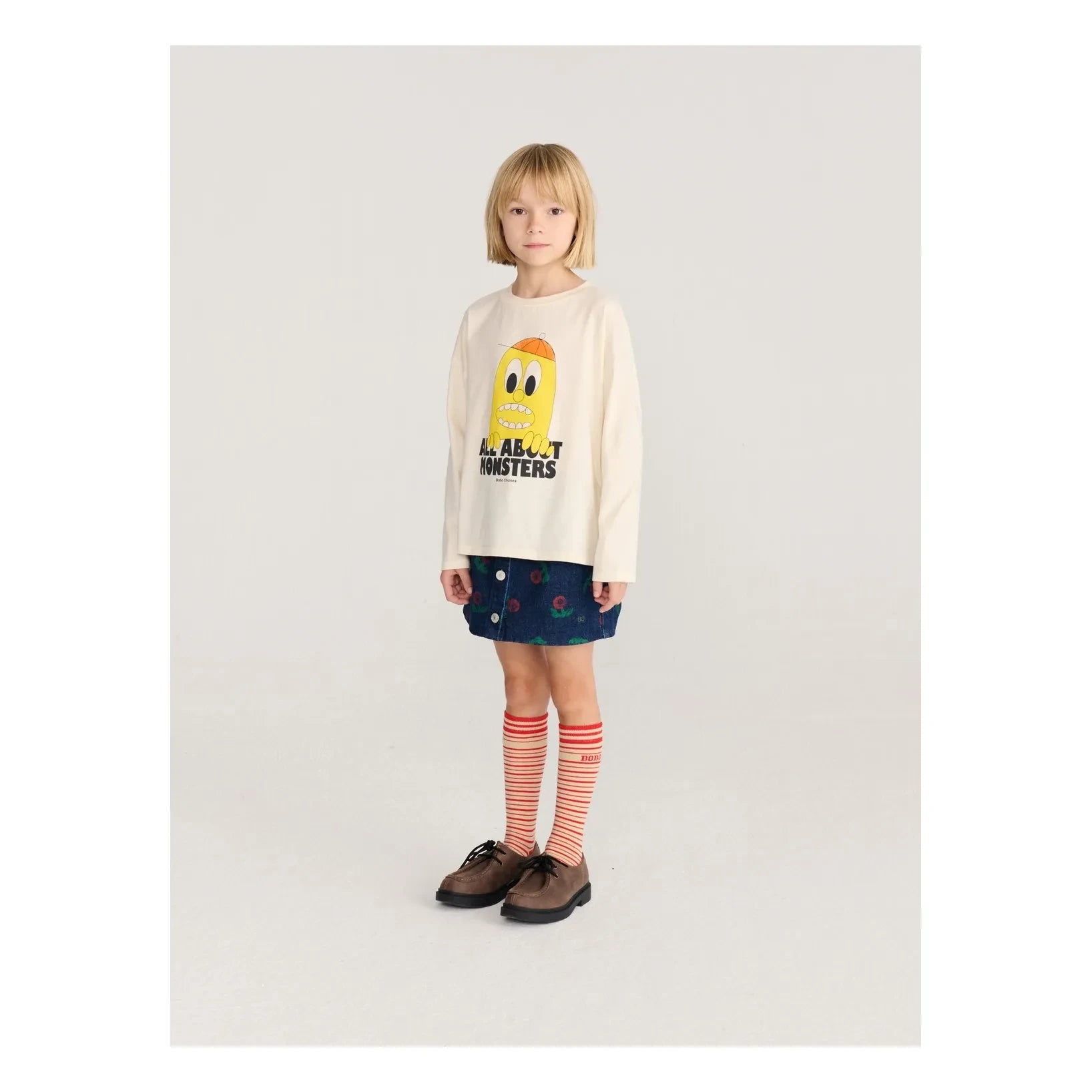 Bobo Choses - Lemon T-shirt All About Monsters Organik pamuk | Ekru