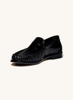 Odare - Rudi Croco Kabartmalı Loafer | Siyah