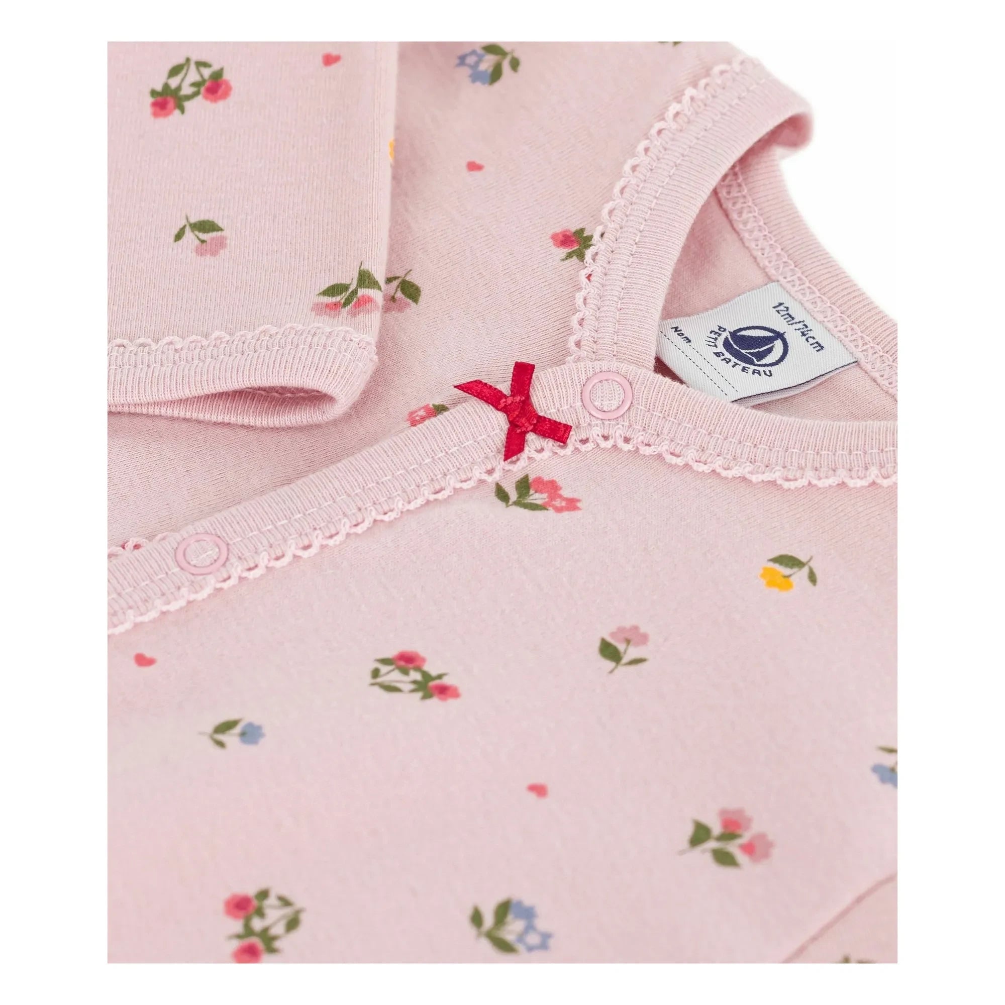 Petit Bateau - Pyjamas Dors Bien Çiçekli Organik Pamuk | Pudra Pembe