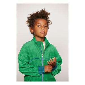 Mini Rodini - Organik pamuklu havlu fermuarlı sweatshirt | Yeşil