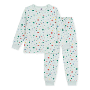 Petit Bateau - Yeşil Kadife Organik Pamuk Yıldızlı Pijama