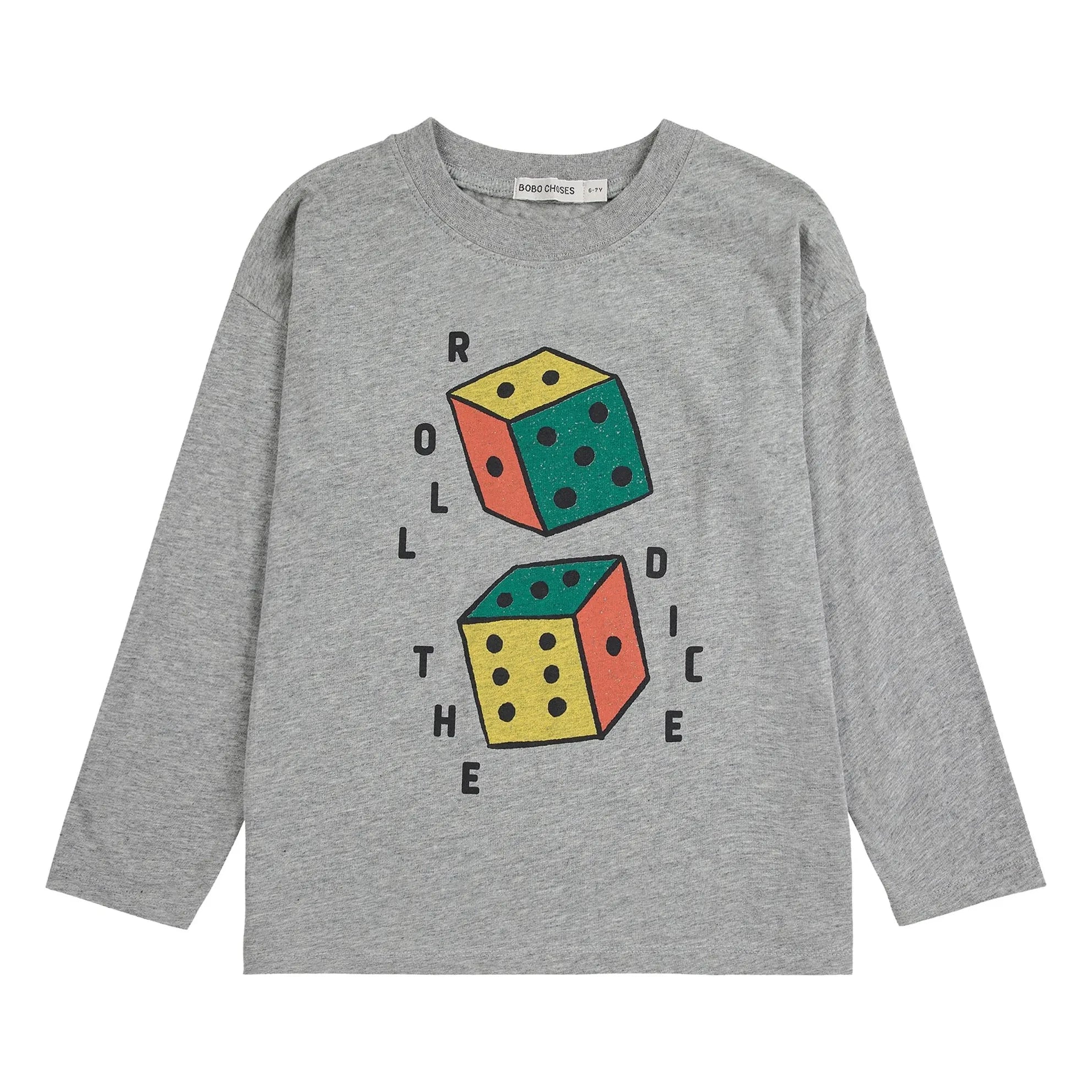 Bobo Choses - Roll The Dice uzun kollu tişört Organik pamuk | Gri melanj