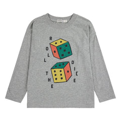 Bobo Choses - Roll The Dice uzun kollu tişört Organik pamuk | Gri melanj