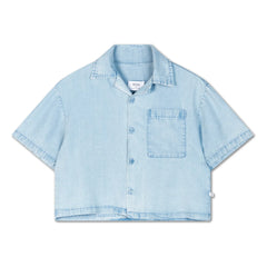 Repose AMS - Crop Tencel Gömlek | Açık Denim
