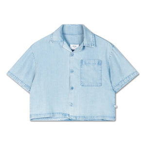 Repose AMS - Crop Tencel Gömlek | Açık Denim
