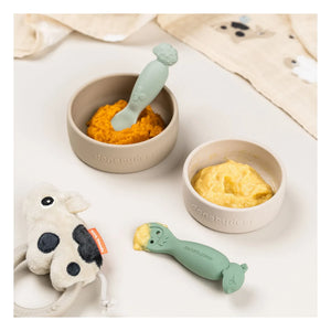 Done by deer - Tiny Farm öğrenme kaşıkları - 2'li Set | Yeşil