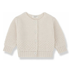 1+ in the family - Malene Mini Merinos Yünü Hırka | Ecru