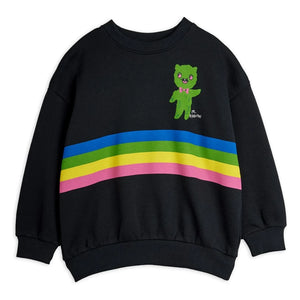 Mini Rodini - Alien Çizgili Organik Pamuklu Sweatshirt | Siyah