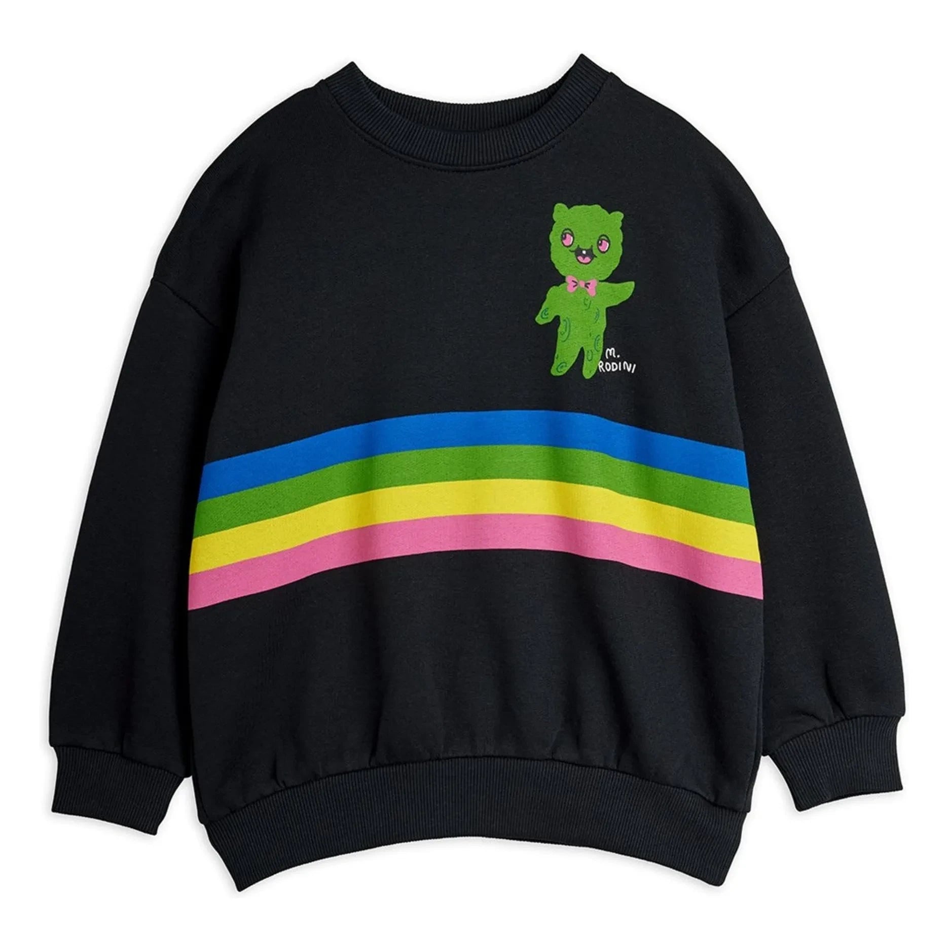 Mini Rodini - Alien Çizgili Organik Pamuklu Sweatshirt | Siyah