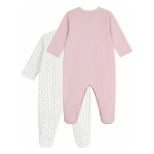 Petit Bateau - 2'li Kalp Desenli Organik Pamuk Pijama Takımı | Beyaz
