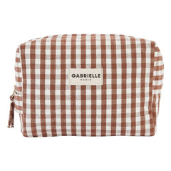 Gabrielle Paris - Gingham Moka tuvalet çantası | Mocha