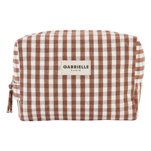 Gabrielle Paris - Gingham Moka tuvalet çantası | Mocha