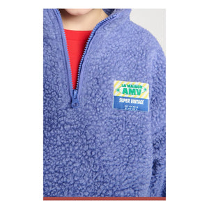 American Vintage - Hoktown Geri Dönüştürülmüş Elyaf Sherpa Yarım Fermuarlı Sweat Üstü | Mor
