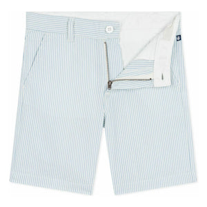 Petit Bateau - Çizgili Bermuda Şort Seersucker Organik Pamuk | Açık Mavi